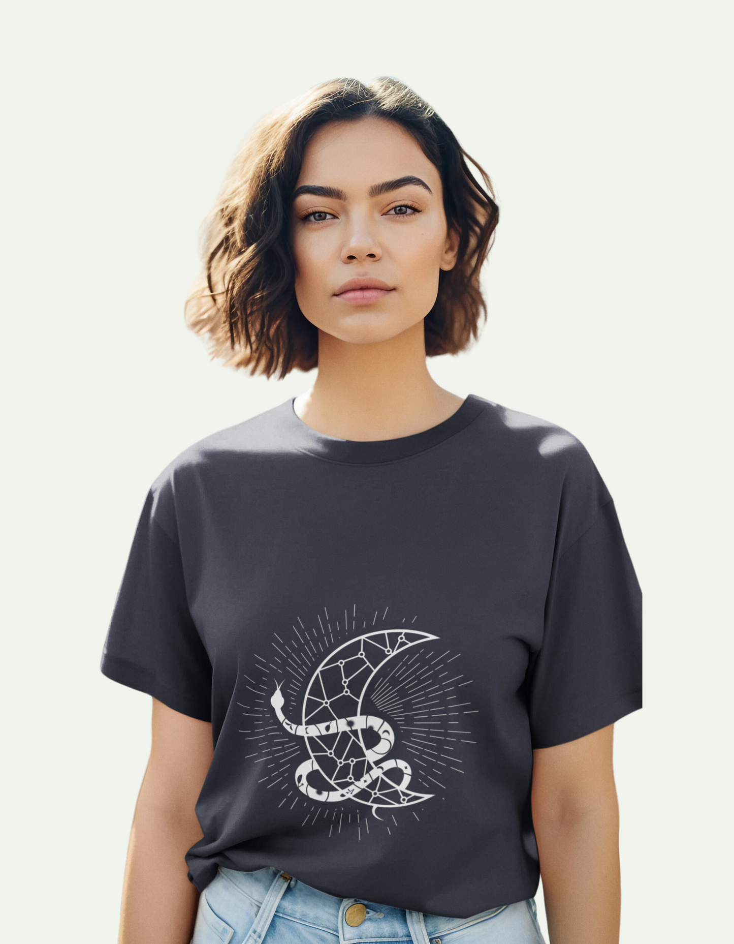 Women's Magical Moon With Snake Line Classic Tee
